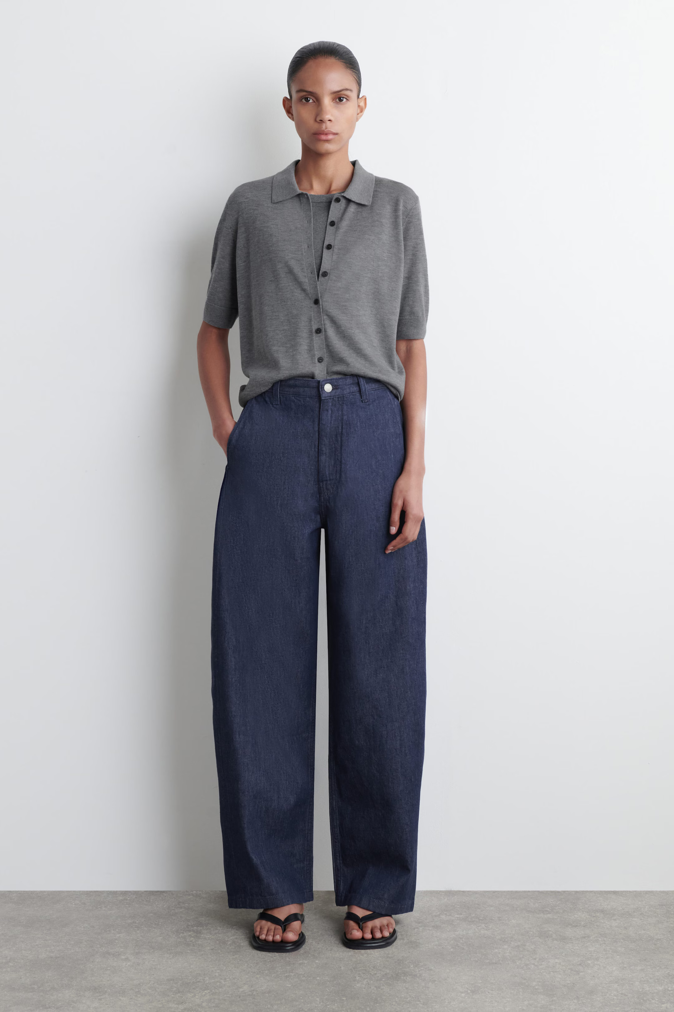 WIDE-LEG DENIM TROUSERS - DARK BLUE | COS | COS UK