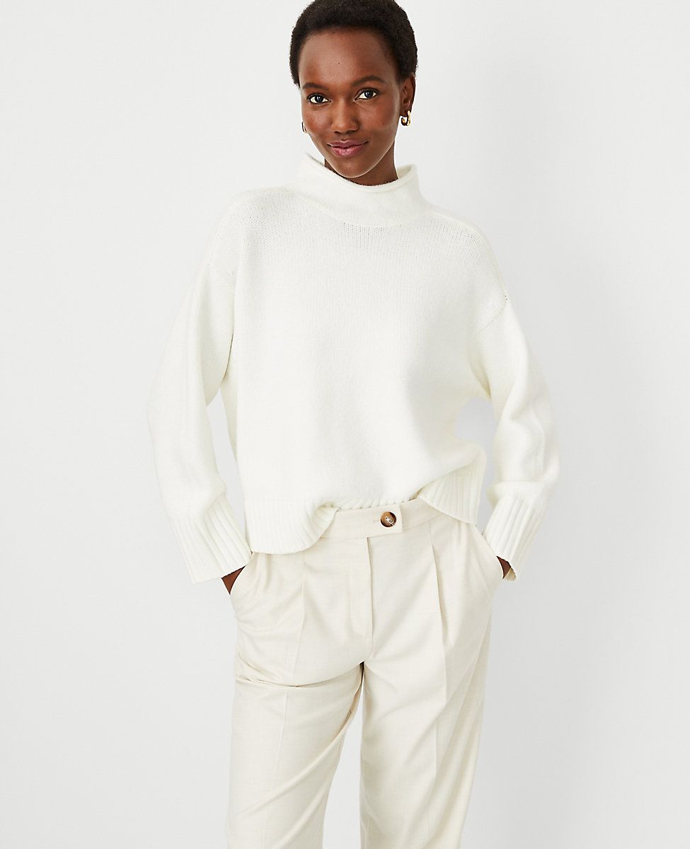 Petite Roll Neck Relaxed Sweater | Ann Taylor (US)