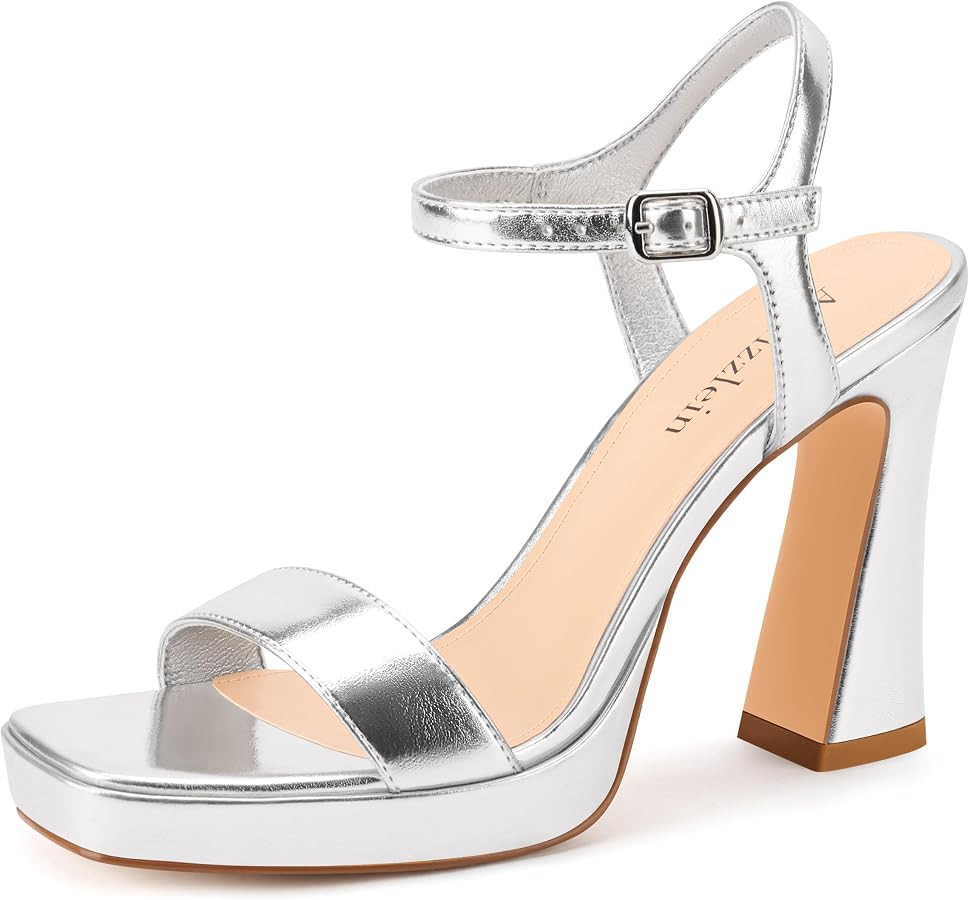 Adrizzlein Womens Platform Chunky High Heel Summer Sandals with Ankle Strap | Amazon (US)