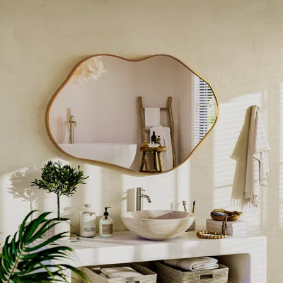 Cloud-shaped Wall Mirror With Aluminum Frame - Shatterproof Tempered Glass, Decorative Modern Bathroom Vanity Mirror For Bedroom & Living Room | Wayfair North America