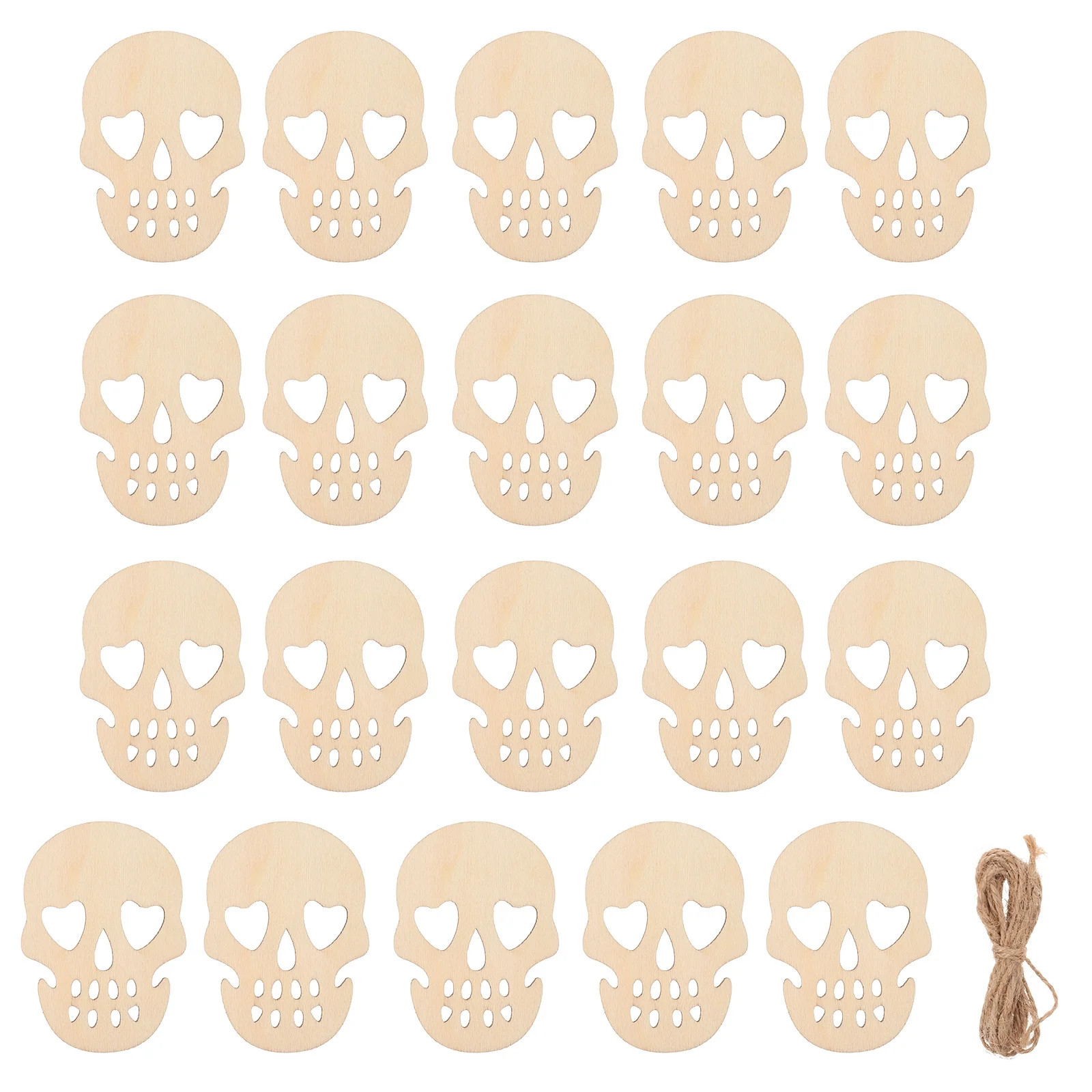 Hemoton 20 Pcs Halloween Skull Hanging Decors Wood Skull Ornaments Party Pendants | Walmart (US)
