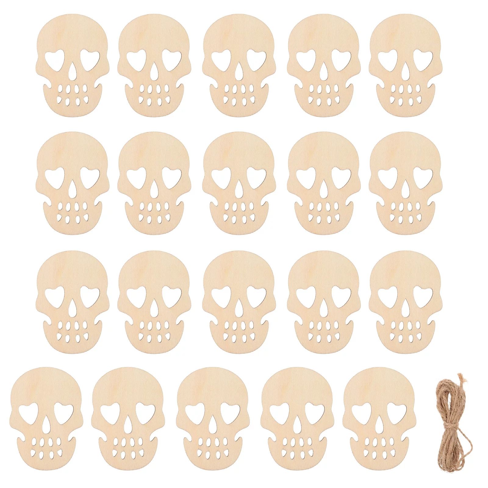Hemoton 20 Pcs Halloween Skull Hanging Decors Wood Skull Ornaments Party Pendants | Walmart (US)