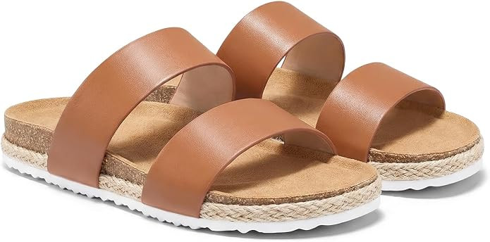 Coutgo Womens Slides Sandals Open Toe Slip On Platform Sandals Footbed Summer Beach Shoes | Amazon (US)