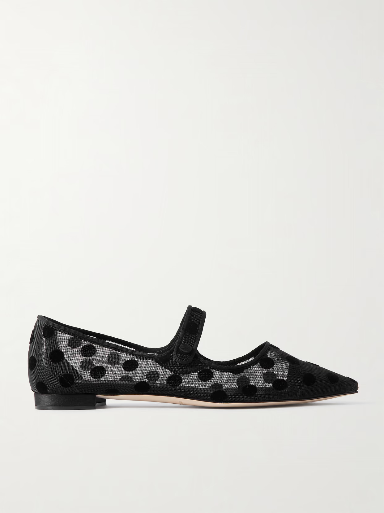 Manolo Blahnik - Campari Grosgrain-trimmed Flocked Mesh Ballet Flats - Black | NET-A-PORTER (US)