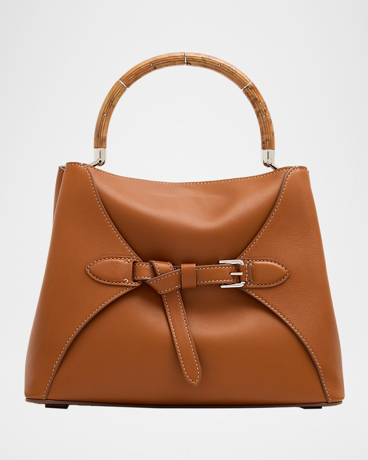 The Ralph Wooden Top-Handle Bag in Leather | Neiman Marcus