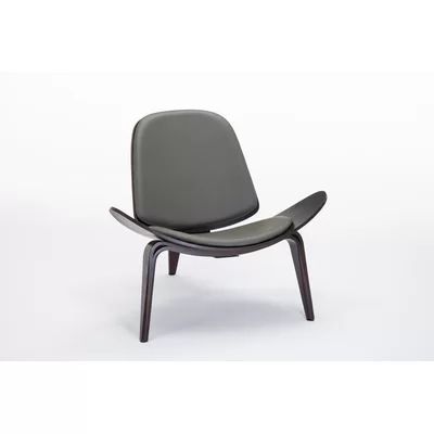 Petra 30.5" W Faux Leather Lounge Chair Langley Street® Fabric: Dark Walnut/Gray Faux Leather | Wayfair North America