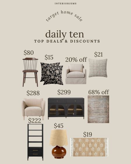 Top 10 daily deals and discounts, dining chair, throw pillow, Accent chair, super popular accent here from target, sideboard at an incredible price, bookcase on sale from Walmart, doormat, area, rug, vintage, like rug, set a floral pillows from Amazon, small lamp, kitchen, lamp, bedroom, lighting, living room, lighting, Wayfair,

#LTKStyleTip #LTKSaleAlert #LTKHome