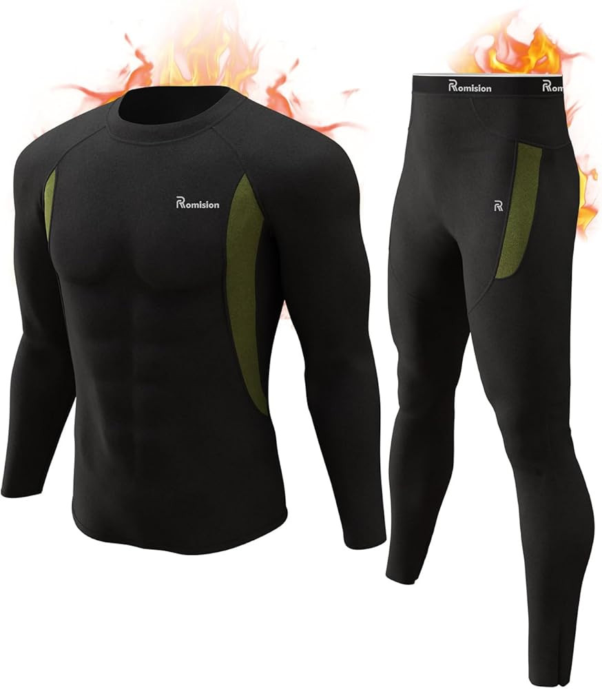 romision Men's Thermal Underwear Long Johns Set, Fleece Lined Base Layer for Cold Weather, Huntin... | Amazon (US)