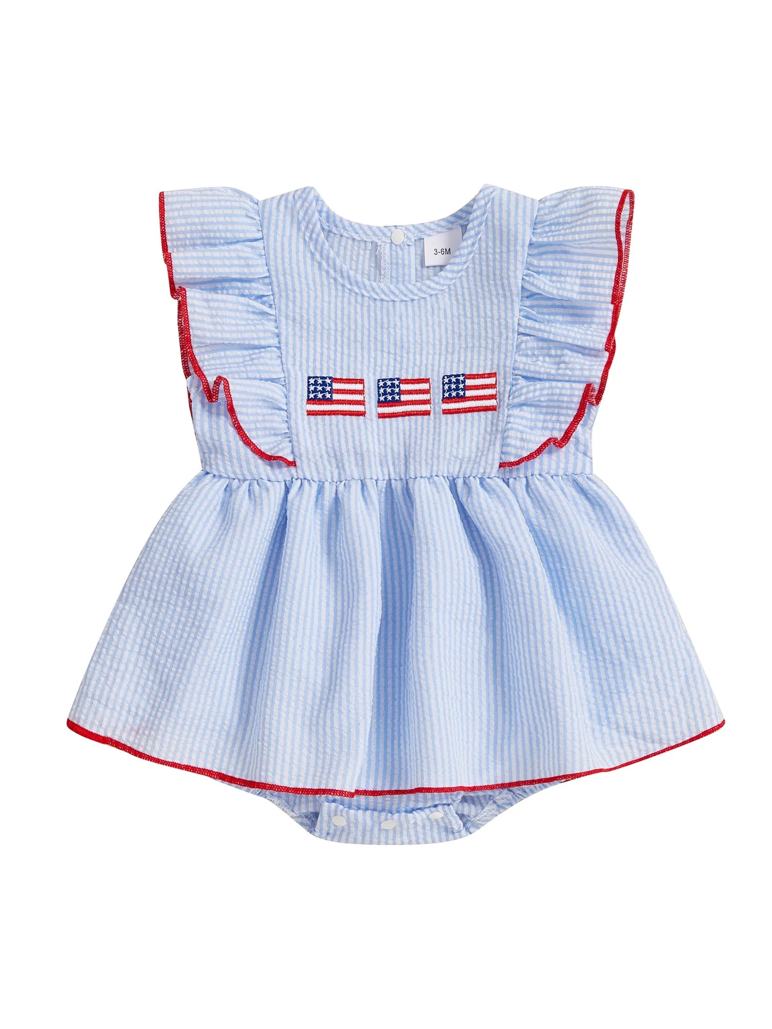Loicainy Baby Toddler Girl 4th of July Romper Dress 3 6 12 18 Months Ruffle Sleeveless Flag Embro... | Walmart (US)