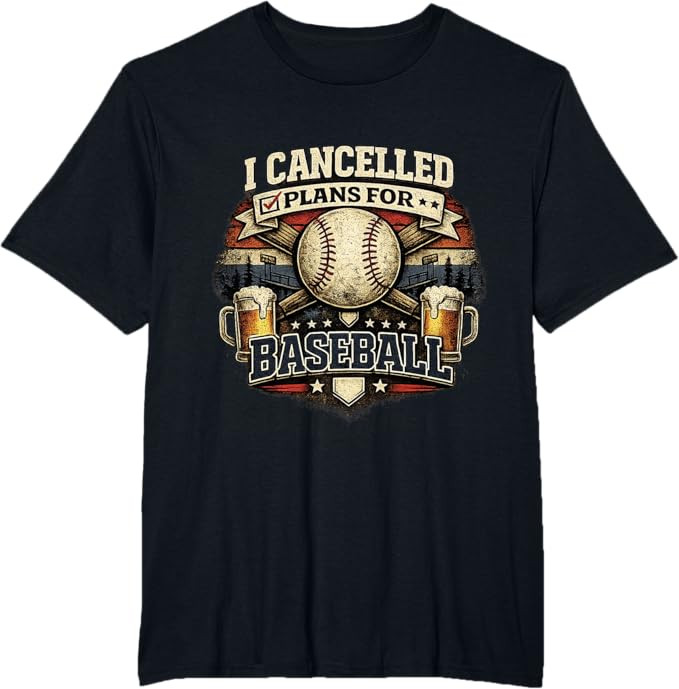 I Cancelled Plans for Baseball Vintage Retro Graphic T-Shirt | Amazon (US)