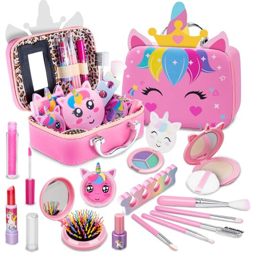Kids Makeup Kit for Girl - Princess Toys Real Washable Make Up Set with Unicorn Bag - Play Makeup Beauty Cosmetic Toys for Ages 3 4 5 6 7 8 9 10 11 12 Year Old Toddler Kids Christmas Birthday Gifts | Amazon (US)