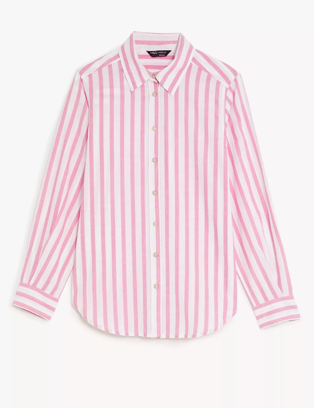 Pure Cotton Striped Collared Longline Shirt | Marks & Spencer (UK)