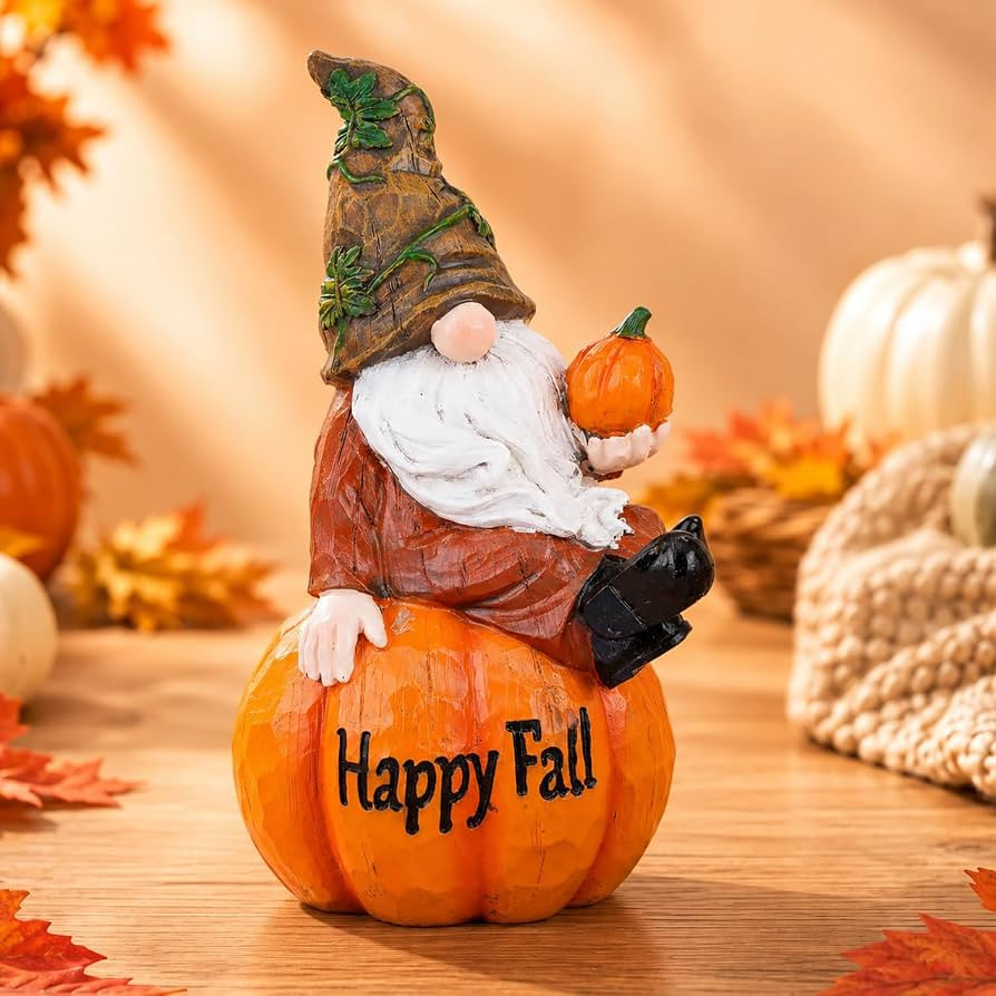Topadorn Fall Gnome Pumpkin Figurine, 8 Inch Thanksgiving Harvest Decor | Amazon (US)