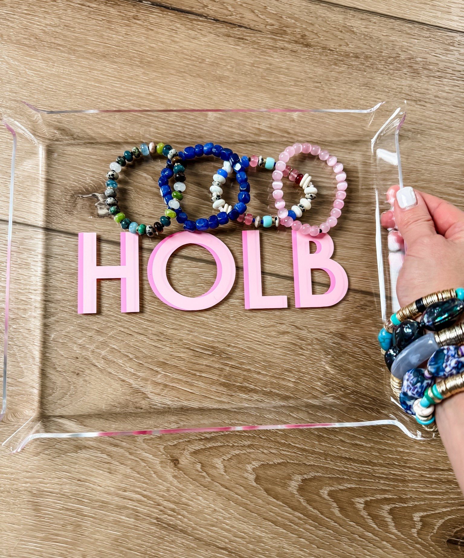 Sprinkled with pink code  TAMMY10. Jewelry code HOUSEOFLEO25. Acrylic tray, monogram gifts, personalized gifts, customize gifts, jewelry tray, beaded bracelets, Valentine’s Day gifts 

#LTKFindsUnder50 #LTKSaleAlert #LTKFindsUnder100