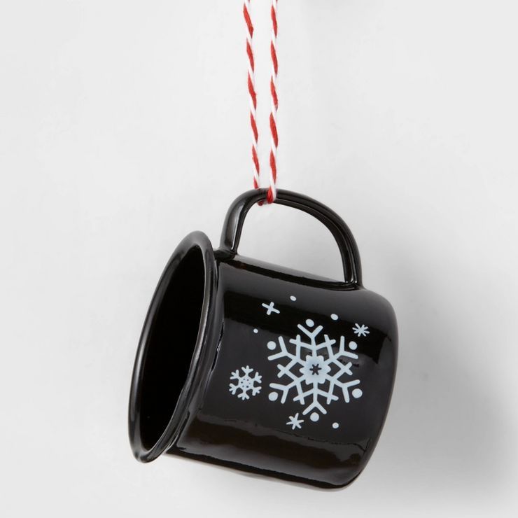 Metal Mug with Snowflake Christmas Tree Ornament Black - Wondershop™ | Target