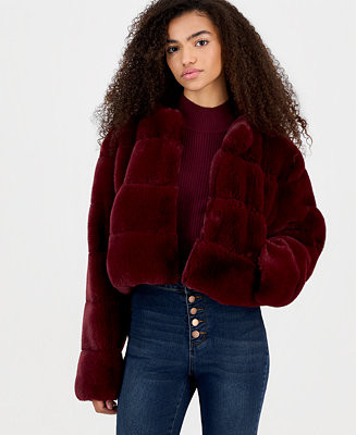 BLANK NYC Women's Faux Fur Collarless Long-Sleeve Jacket - Macy's | Macy's