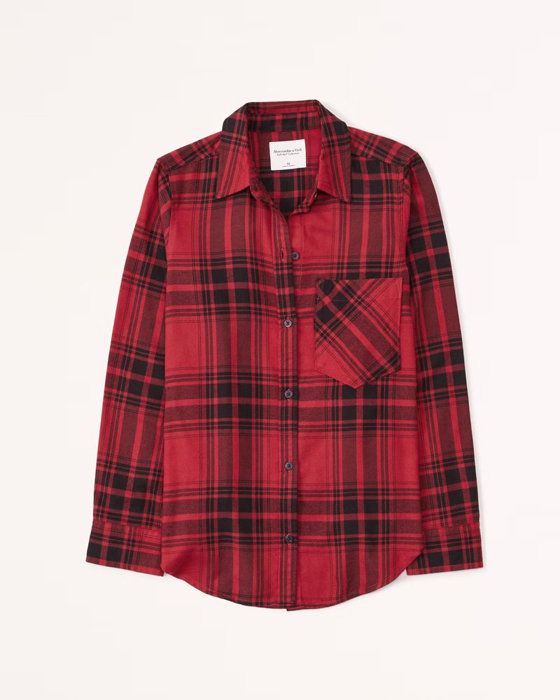 Women's Relaxed Flannel Shirt | Women's New Arrivals | Abercrombie.com | Abercrombie & Fitch (US)