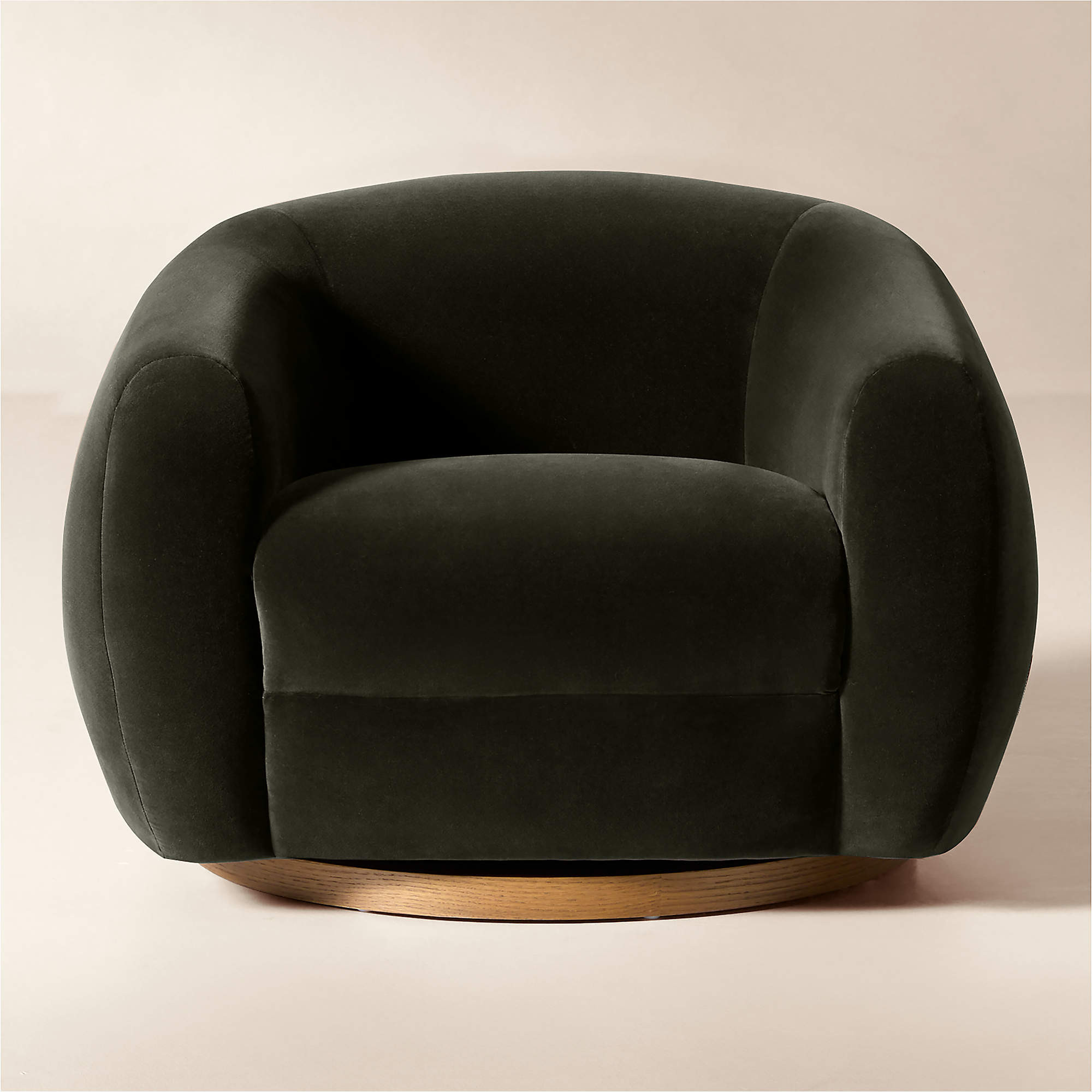Laszlo Dark Grey Velvet Swivel Chair Set of 2 + Reviews | CB2 | CB2