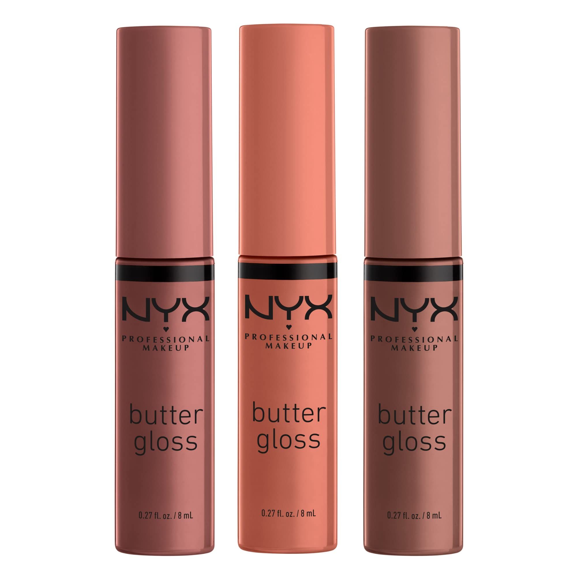 NYX PROFESSIONAL MAKEUP Butter Gloss Brown Sugar - Pack Of 3 Lip Gloss (Sugar High, Spiked Toffee, B | Amazon (US)