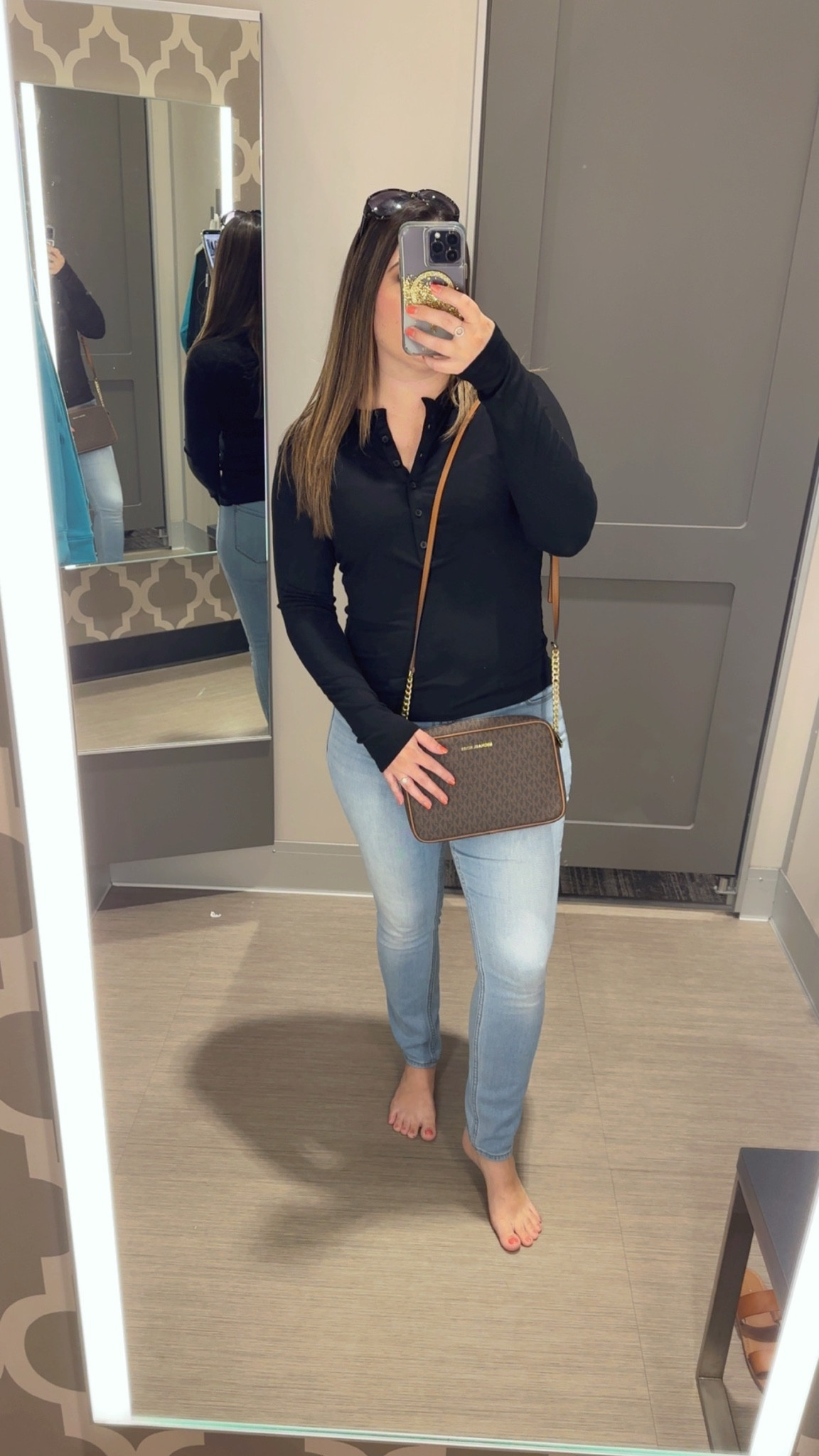 Women’s Long Sleeve Henley Shirt by Universal Thread at Target.

Comes in Black, Brown, Cream, Rose Red, Rust, and Heather Taupe. 

Lightweight rayon with spandex material - makes it for a super soft shirt!

Henley neckline with a 6-button front, button it all the way up or button it down. 

Long-length hem and casual fit - sized up one from my regular size. 



#LTKootd #LTKMidsize #LTKItBag