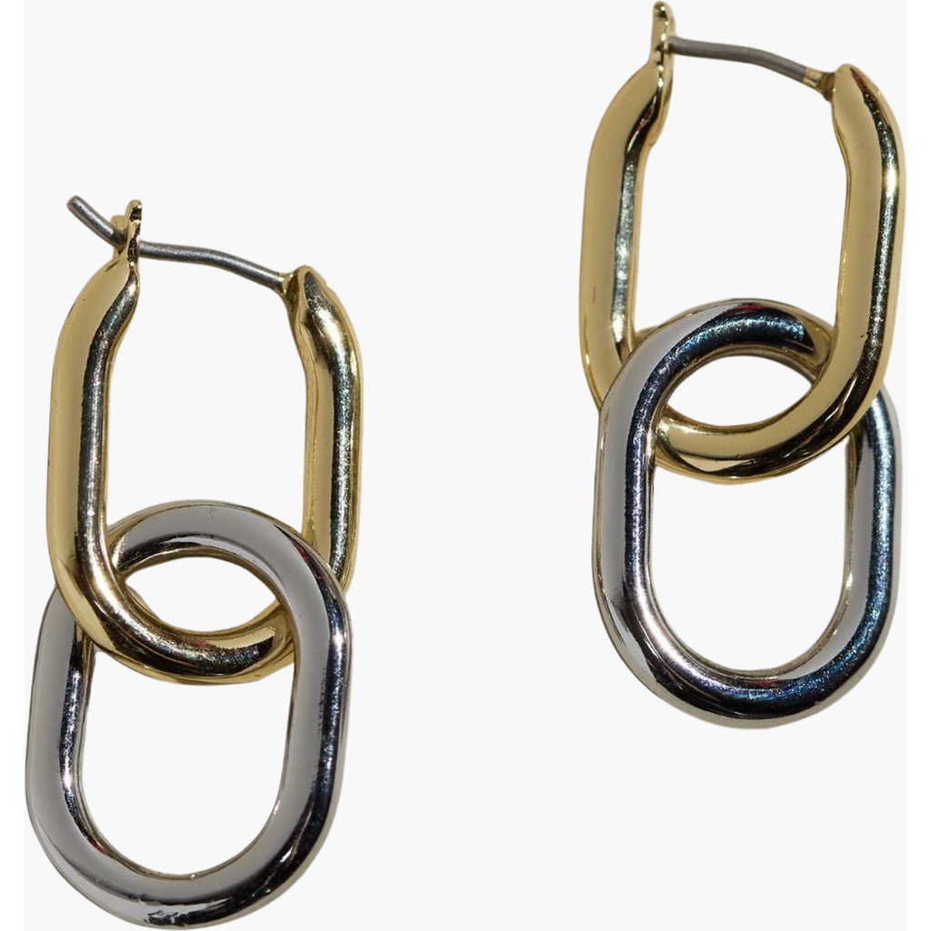 Nickel & Suede Mixed Metal Chain Link Hoop Earrings in Gold /Silver at Nordstrom | Nordstrom