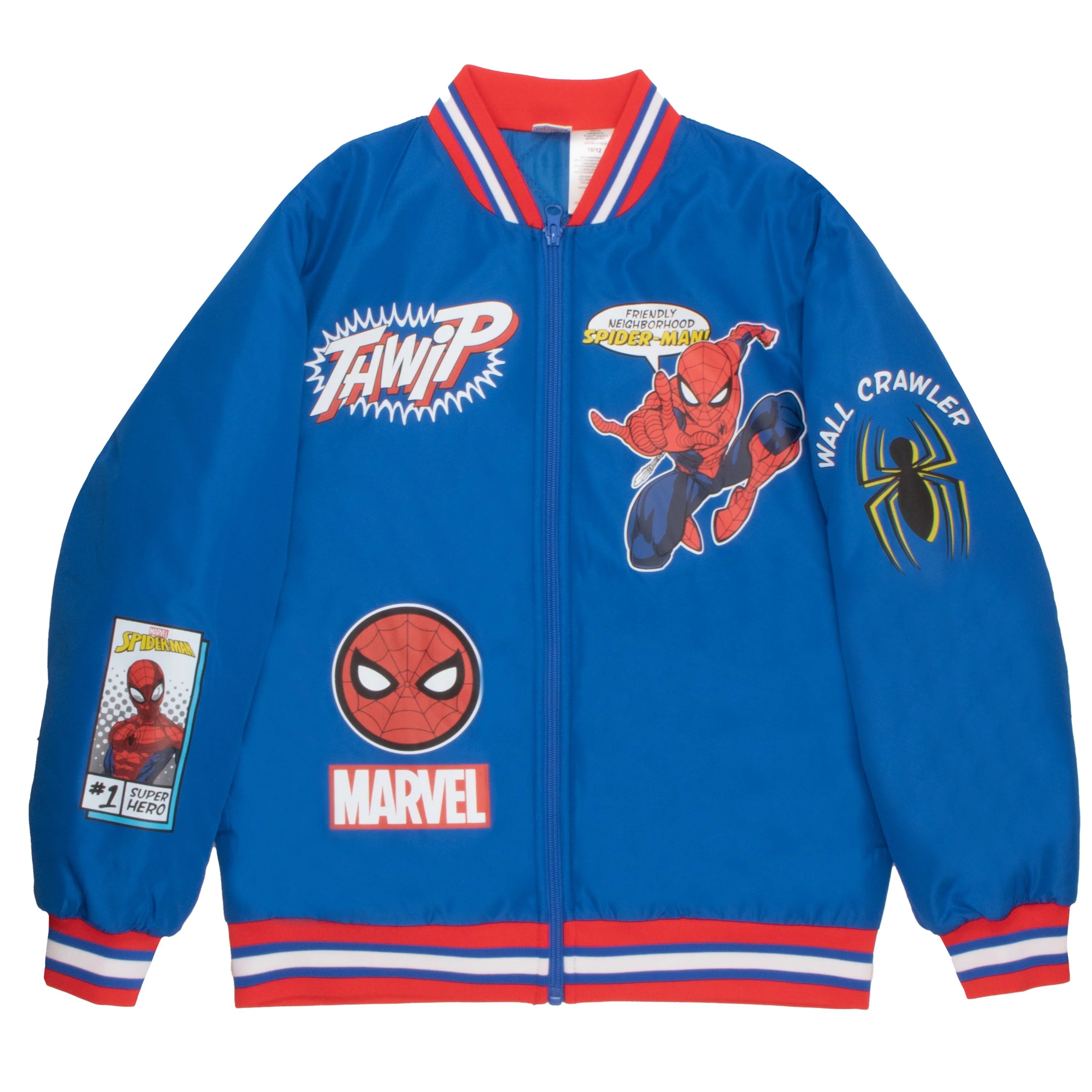 Marvel Amazing Spider-Man Queens NY Boys Bomber Jacket, Zip-Up Varsity Jacket for Kids and Toddle... | Walmart (US)