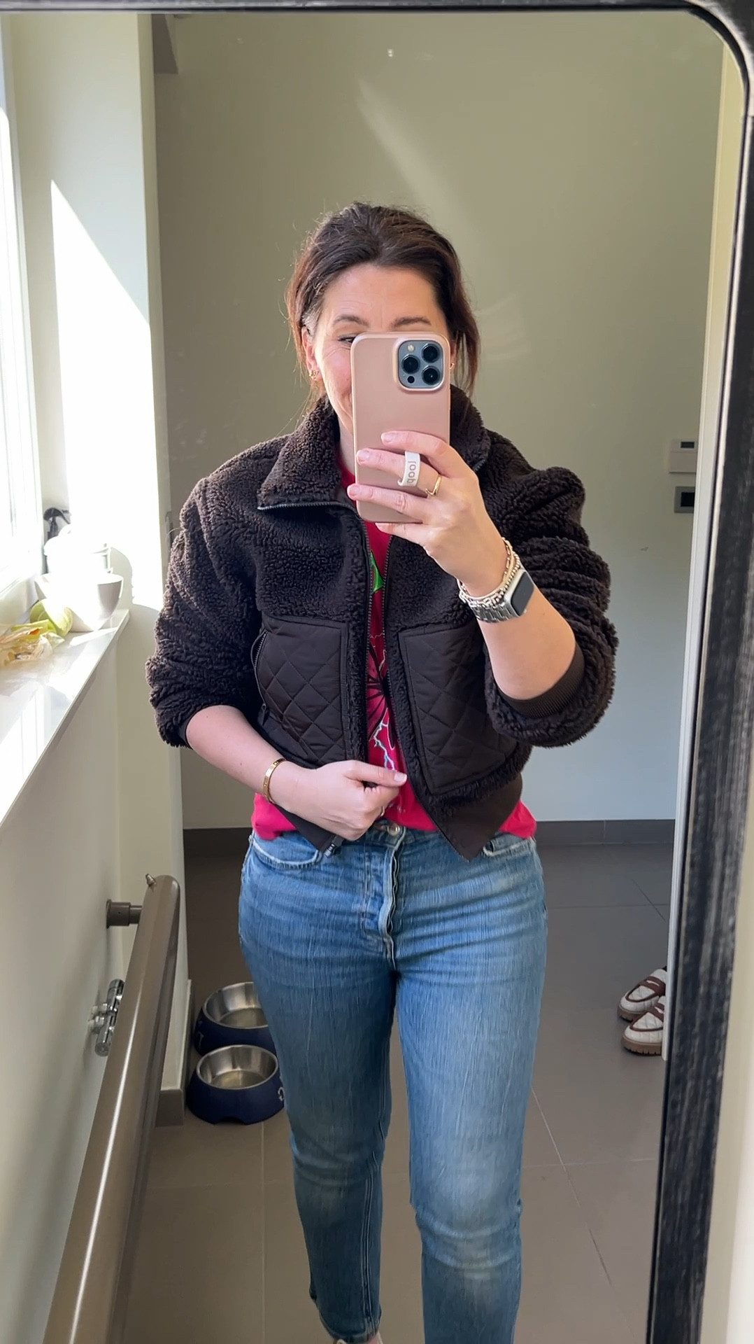 It is so irresistibly snuggly, go-to layer for chilly days and  laid-back style.  The softest and coziest sherpa bomber. 

#LTKOver40 #LTKStyleTip