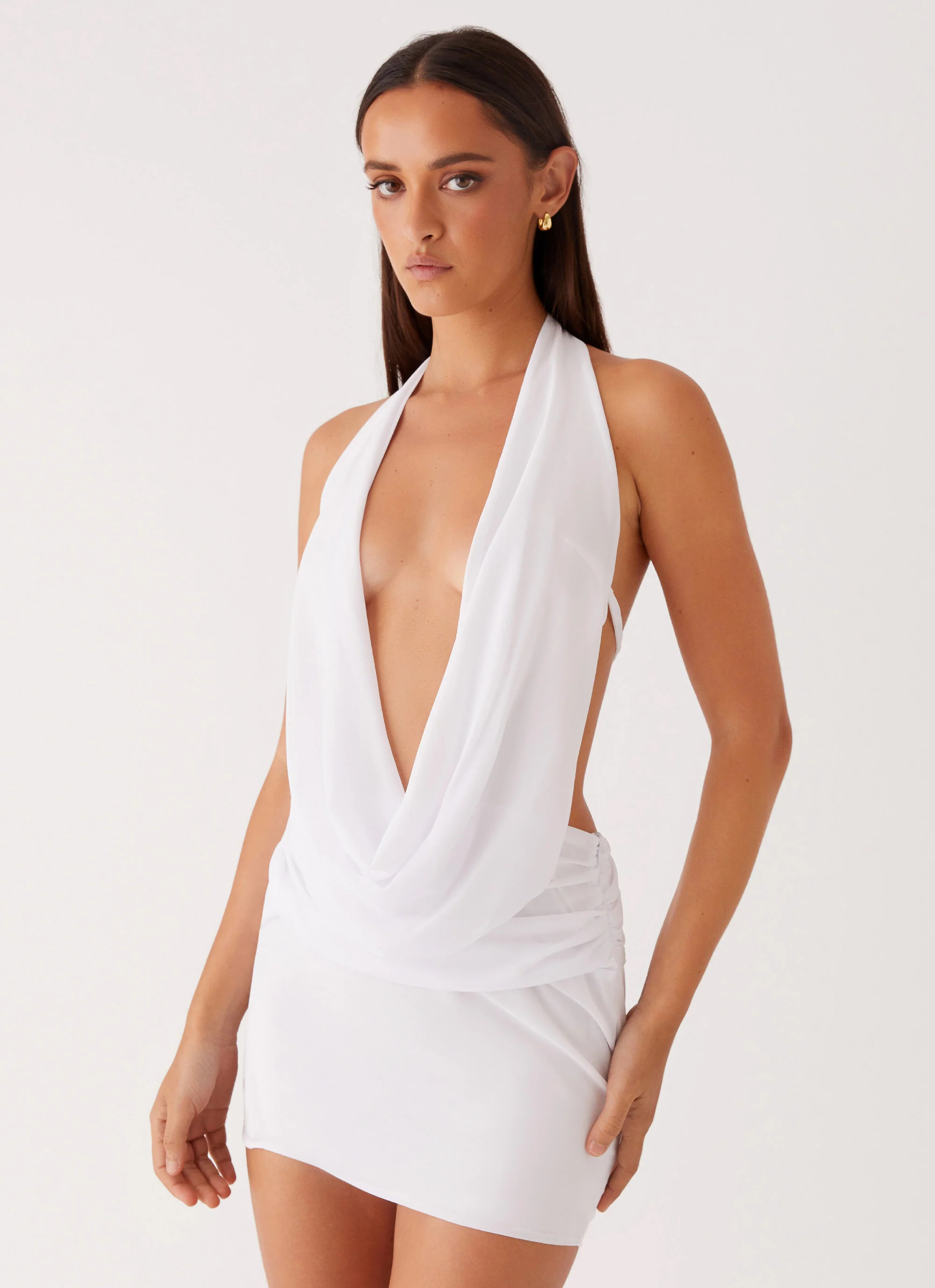 Elysia Chiffon Mini Dress - White | Peppermayo (Global)