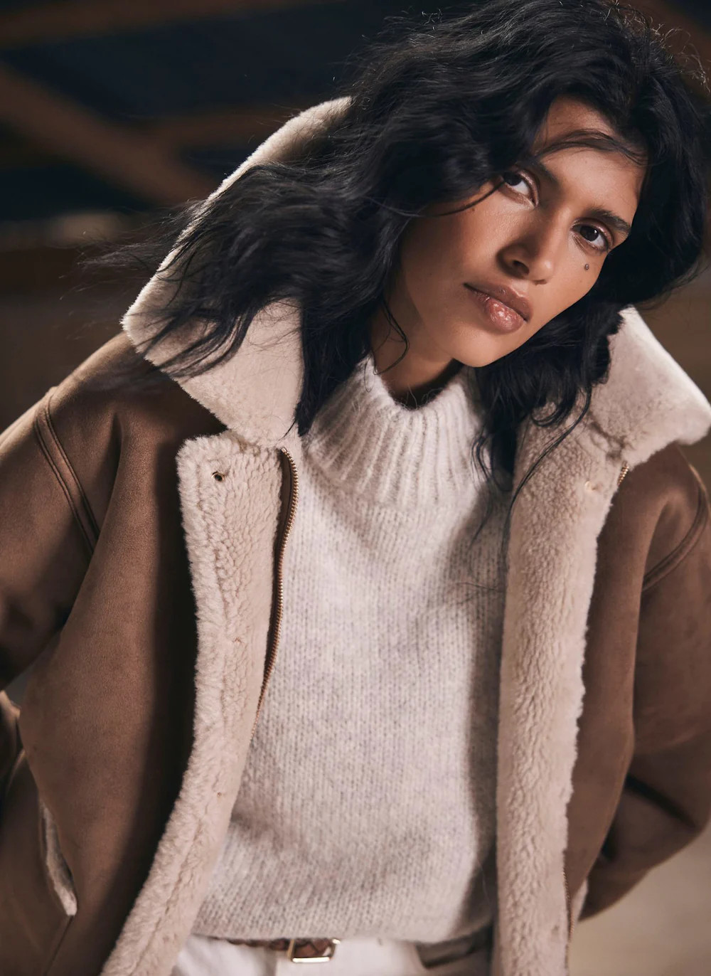 Tan Reversible Aviator Jacket | Mint Velvet