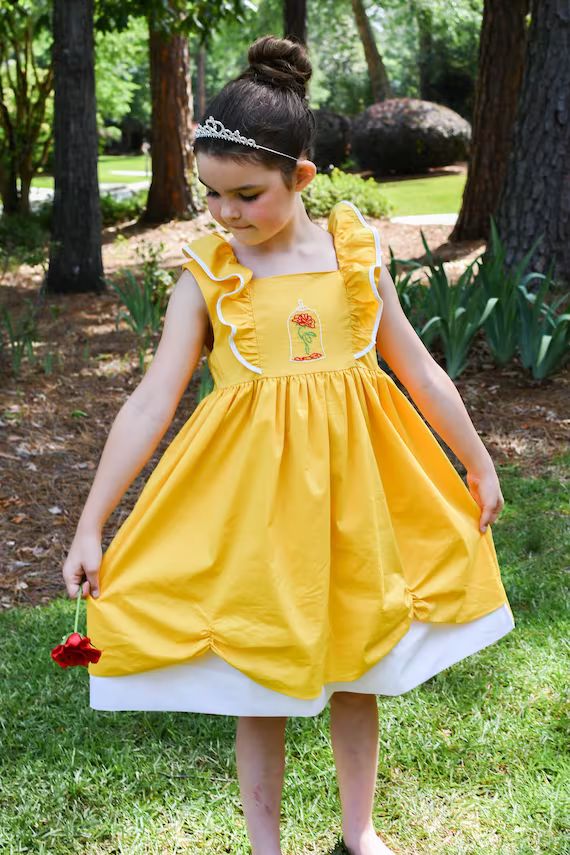 Princess Belle Inspired Dress  Embroidered Beauty & Beast - Etsy | Etsy (US)