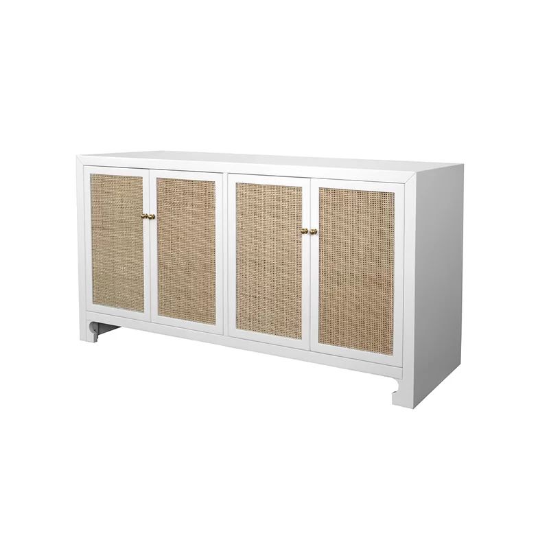 White Lacquer Sofia 58" Wide Pine Wood Sideboard | Wayfair Professional