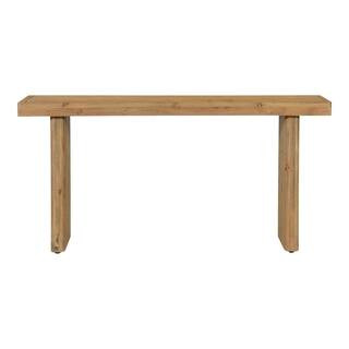 Brannon 60 in. Rustic Blonde Rectangle Pine Console Table with Natural Grain Variation | The Home Depot