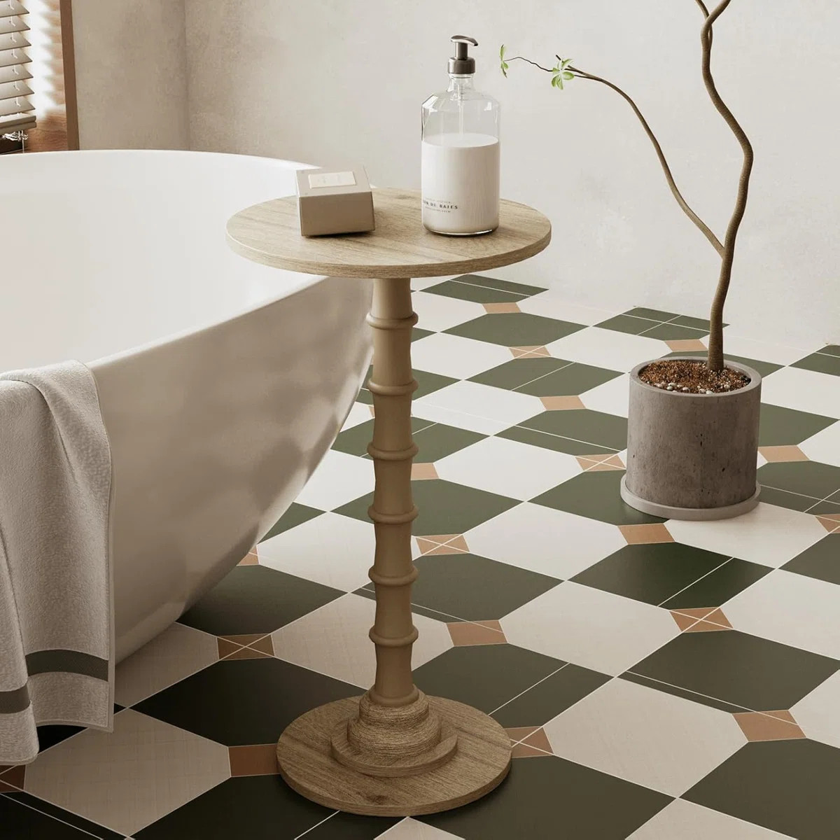 Round Side Table For Small Spaces, Modern End Table With Solid Wood Legs For Living Room, Bedroom... | Wayfair North America