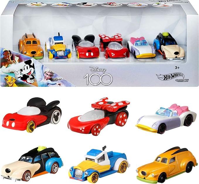 Hot Wheels Disney Character Cars, Set of 6 Classic Disney Characters as 1:64 Scale Toy Cars, Spec... | Amazon (US)