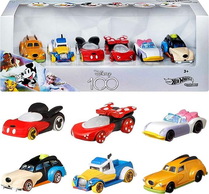 Hot Wheels Disney Character Cars, Set of 6 Classic Disney Characters as 1:64 Scale Toy Cars, Spec... | Amazon (US)