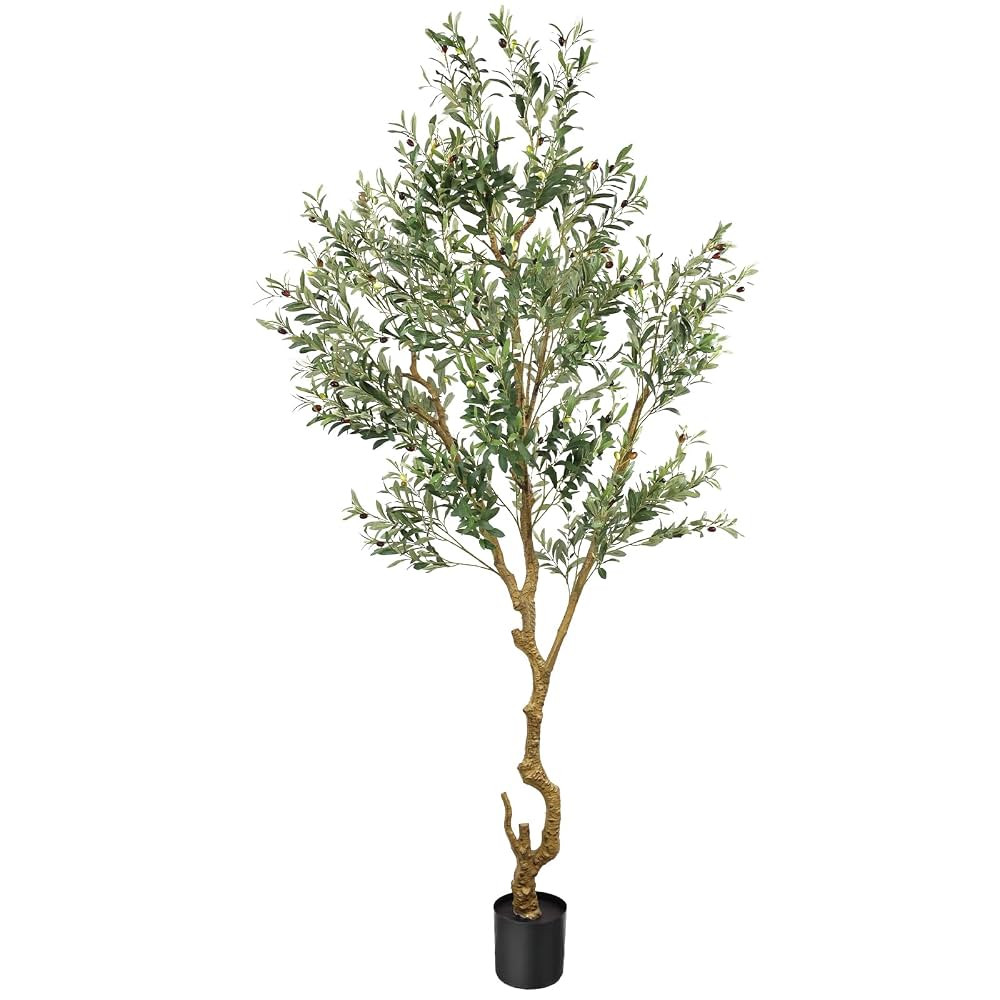 Artificial Fake Olive Tree 8FT Tall 1Pack Faux Silk Olive Tree for Home Living Room Office Decor ... | Amazon (US)