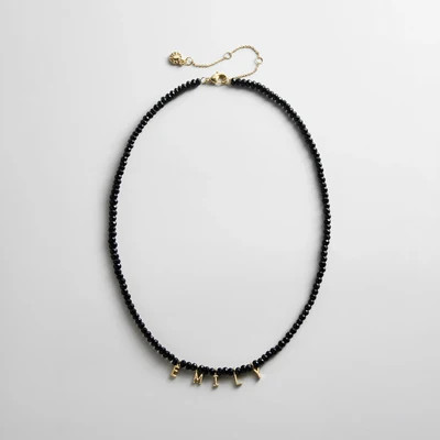 Mini Semi-Precious Custom Necklace - Onyx | BaubleBar