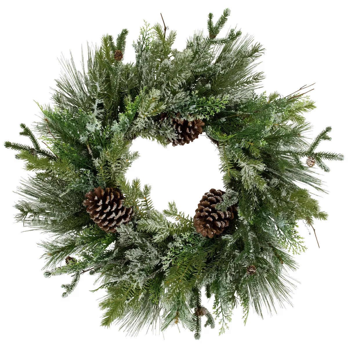 Northlight Frosted Mixed Pine and Cedar Artificial Christmas Wreath - 28" - Unlit | Target