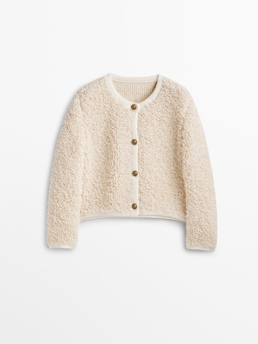 Bouclé knit cardigan with buttons | Massimo Dutti US