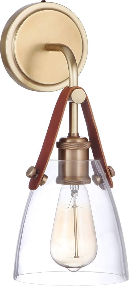 Craftmade 51361-VB Hagen Crystal Clear Glass with Genuine Leather Wall Sconce, 1-Light 60 Watt, V... | Amazon (US)