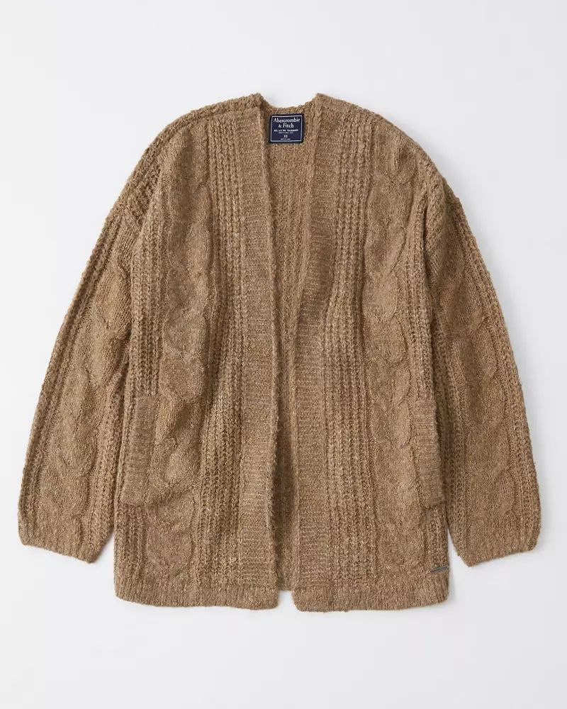 Puffed Sleeve Cable Cardigan | Abercrombie & Fitch US & UK