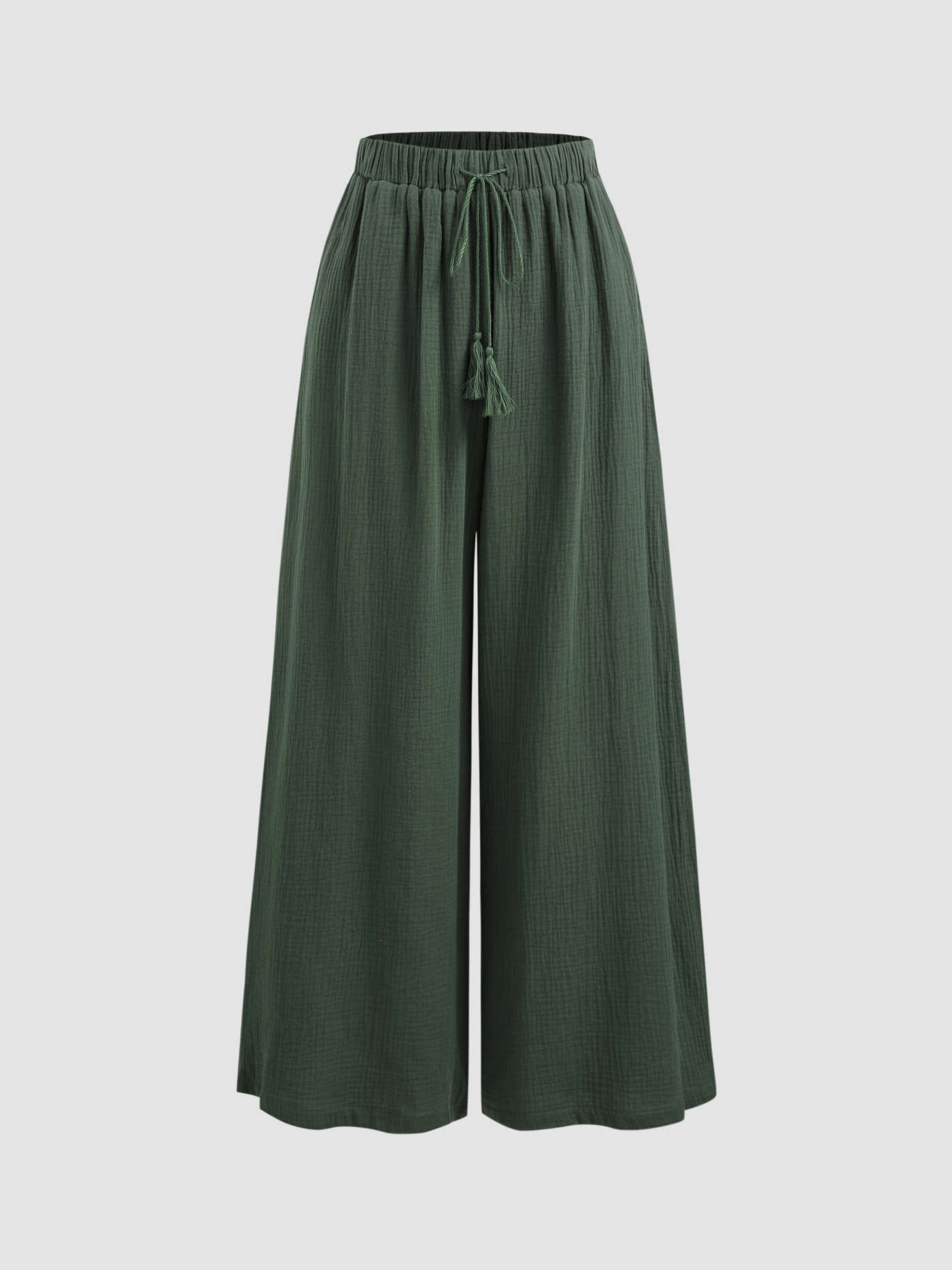 Mid Rise Solid Pocket Wide Leg Trousers | Cider