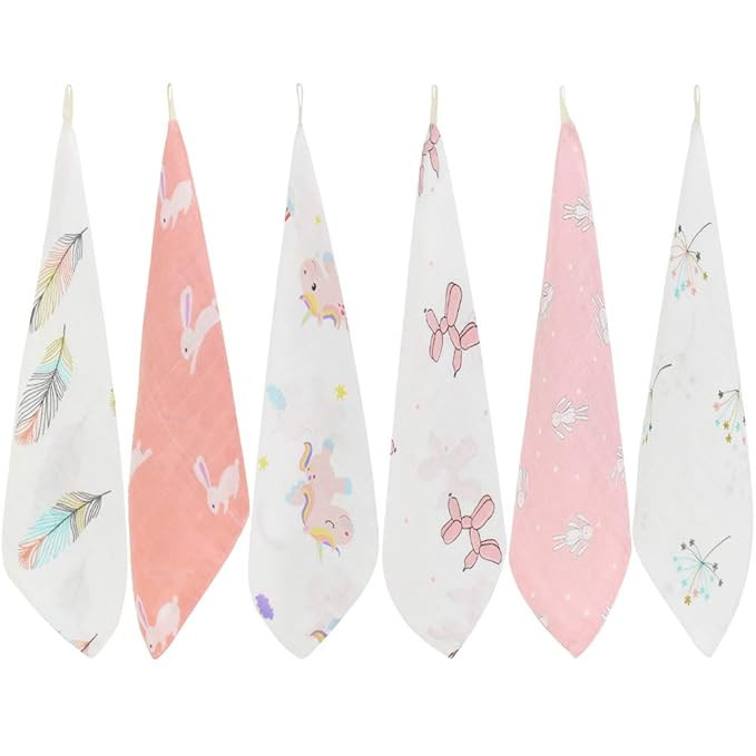 LifeTree Baby Washcloths Soft | Bamboo Cotton Baby Muslin Washcloth | 6 Pack Face Towels, Bibs fo... | Amazon (US)