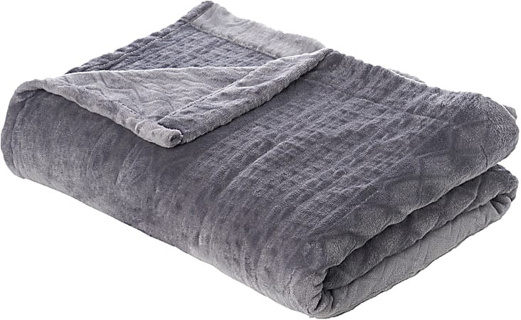 Pure Enrichment PureRelief Radiance Deluxe Heated Blanket Queen Size Charcoal Gray - Office Depot | Office Depot and OfficeMax 