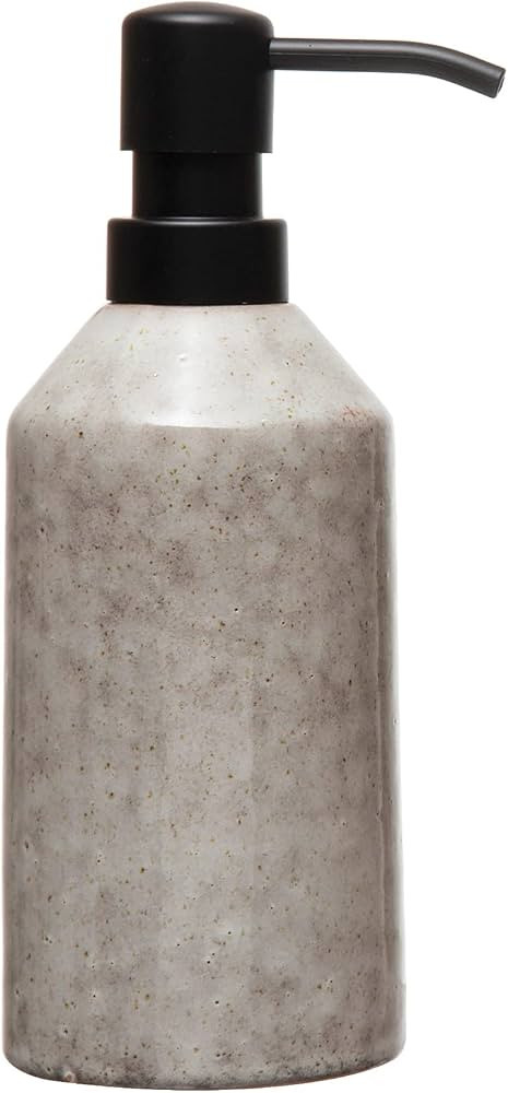 Bloomingville Neutral Colored Reactive Glaze Stoneware Black Pump Soap Dispenser, Cream | Amazon (US)