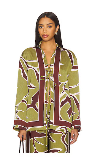 Alessandra Sleeved Shirt in Alessandra Green | Revolve Clothing (Global)