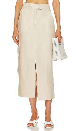 The Linen Cargo Midi Skirt in Natural Linen | Revolve Clothing (Global)