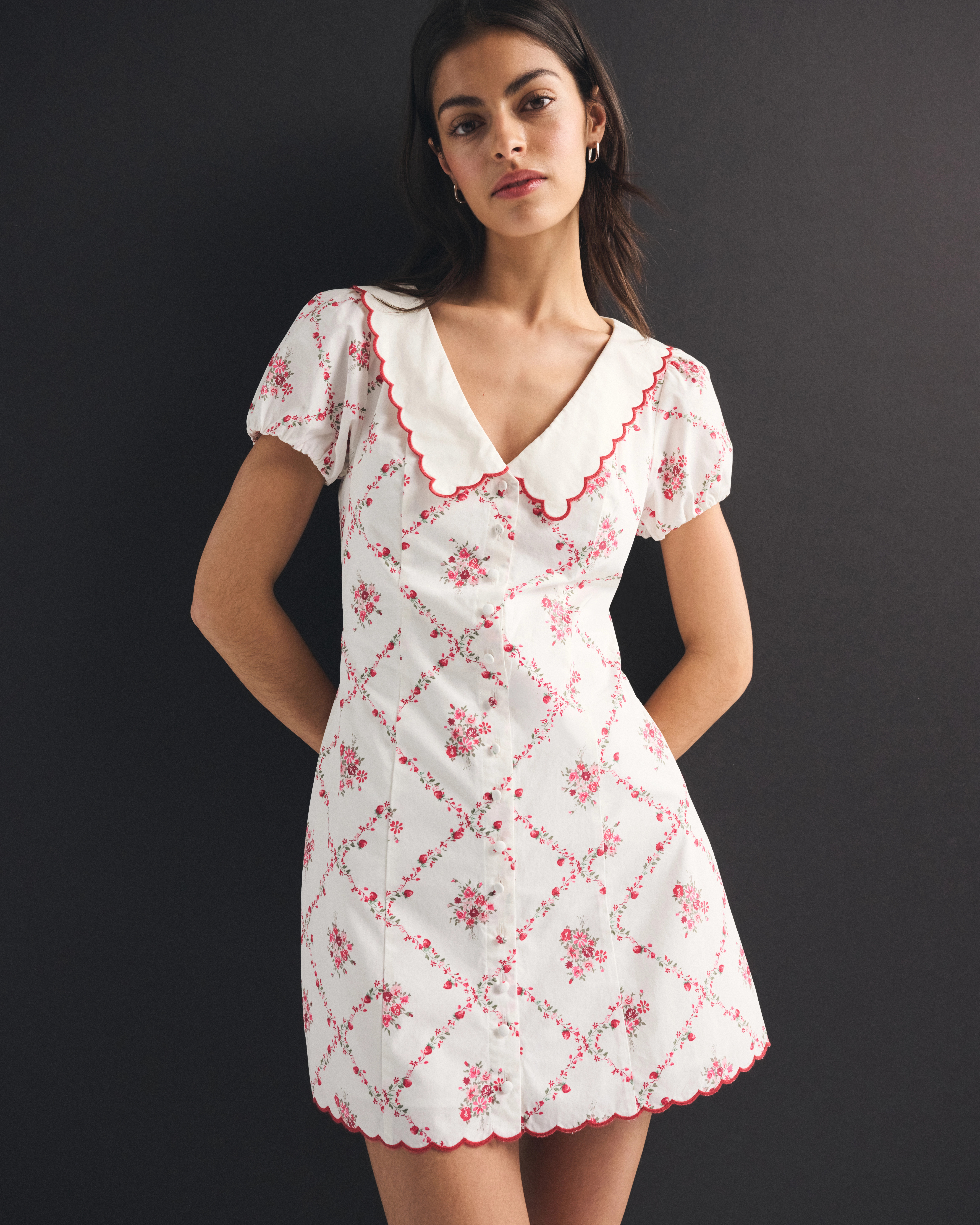 Short-Sleeve Collared Mini Dress | Abercrombie & Fitch (US)