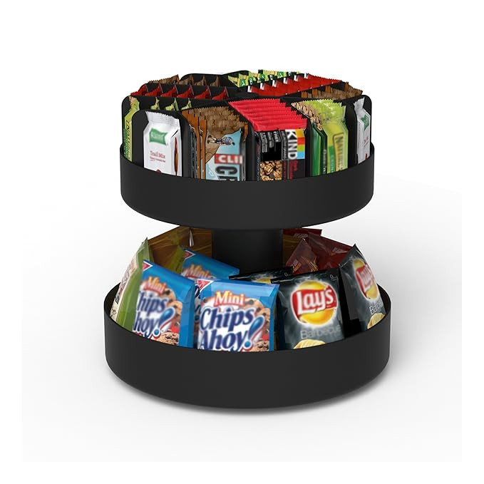Mind Reader 'Supreme' Lazy Suzan 2 Tiered Breakroom Snack Organizer, Black | Amazon (US)