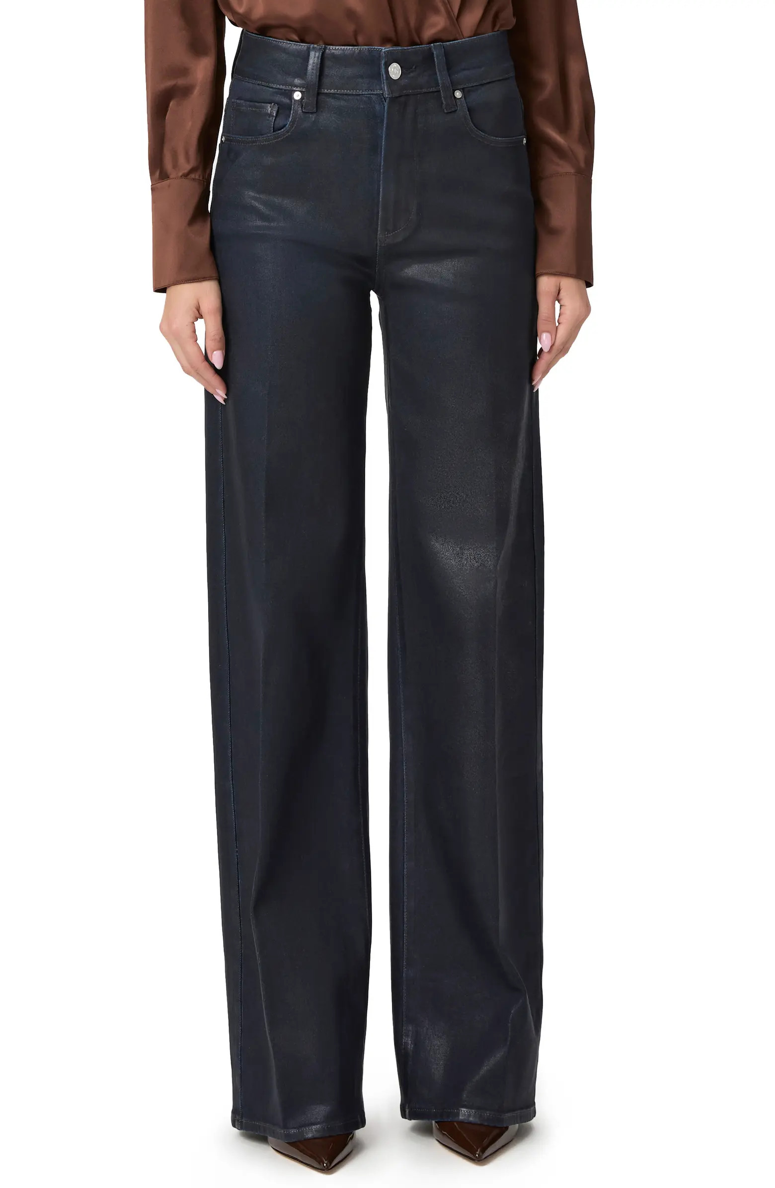 PAIGE Sasha Coated High Waist Wide Leg Jeans | Nordstromrack | Nordstrom Rack